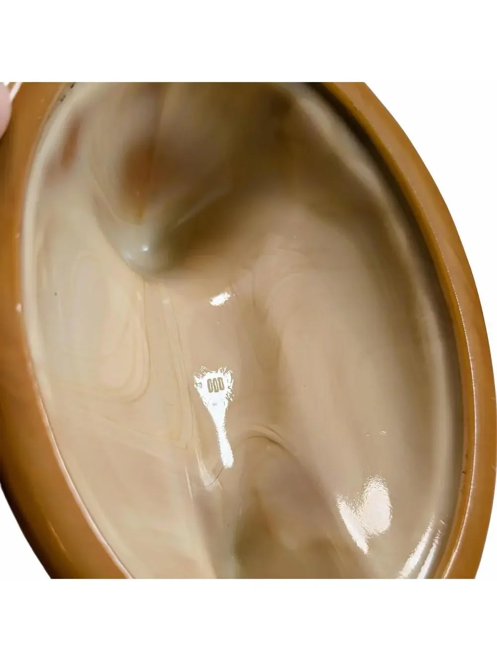 Vtg Westmoreland Caramel Butterscotch Slag Milk Glass Hen on Nest 5.5